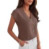imageANRABESS Women Tops Cap Sleeve Dressy Casual V Neck Shirts 2026 Summer Business Work Blouses Outfits Trendy Spring ClothingCoffee