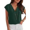 imageANRABESS Women Tops Cap Sleeve Dressy Casual V Neck Shirts 2026 Summer Business Work Blouses Outfits Trendy Spring ClothingDark Green