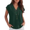 imageANRABESS Women Tops Cap Sleeve Dressy Casual V Neck Shirts 2026 Summer Business Work Blouses Outfits Trendy Spring ClothingDark Green