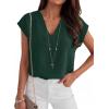 imageANRABESS Women Tops Cap Sleeve Dressy Casual V Neck Shirts 2026 Summer Business Work Blouses Outfits Trendy Spring ClothingDark Green