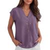 imageANRABESS Women Tops Cap Sleeve Dressy Casual V Neck Shirts 2026 Summer Business Work Blouses Outfits Trendy Spring ClothingDark Purple