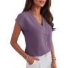 imageANRABESS Women Tops Cap Sleeve Dressy Casual V Neck Shirts 2026 Summer Business Work Blouses Outfits Trendy Spring ClothingDark Purple