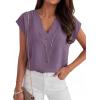 imageANRABESS Women Tops Cap Sleeve Dressy Casual V Neck Shirts 2026 Summer Business Work Blouses Outfits Trendy Spring ClothingDark Purple