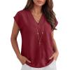 imageANRABESS Women Tops Cap Sleeve Dressy Casual V Neck Shirts 2026 Summer Business Work Blouses Outfits Trendy Spring ClothingDark Red