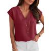 imageANRABESS Women Tops Cap Sleeve Dressy Casual V Neck Shirts 2026 Summer Business Work Blouses Outfits Trendy Spring ClothingDark Red