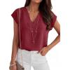 imageANRABESS Women Tops Cap Sleeve Dressy Casual V Neck Shirts 2026 Summer Business Work Blouses Outfits Trendy Spring ClothingDark Red