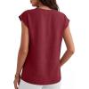 imageANRABESS Women Tops Cap Sleeve Dressy Casual V Neck Shirts 2026 Summer Business Work Blouses Outfits Trendy Spring ClothingDark Red