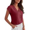 imageANRABESS Women Tops Cap Sleeve Dressy Casual V Neck Shirts 2026 Summer Business Work Blouses Outfits Trendy Spring ClothingDark Red