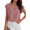 imageANRABESS Women Tops Cap Sleeve Dressy Casual V Neck Shirts 2026 Summer Business Work Blouses Outfits Trendy Spring ClothingDusty Rose