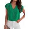 imageANRABESS Women Tops Cap Sleeve Dressy Casual V Neck Shirts 2026 Summer Business Work Blouses Outfits Trendy Spring ClothingGreen