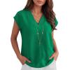 imageANRABESS Women Tops Cap Sleeve Dressy Casual V Neck Shirts 2026 Summer Business Work Blouses Outfits Trendy Spring ClothingGreen