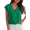 imageANRABESS Women Tops Cap Sleeve Dressy Casual V Neck Shirts 2026 Summer Business Work Blouses Outfits Trendy Spring ClothingGreen