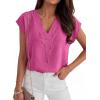 imageANRABESS Women Tops Cap Sleeve Dressy Casual V Neck Shirts 2026 Summer Business Work Blouses Outfits Trendy Spring ClothingHot Pink