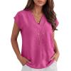imageANRABESS Women Tops Cap Sleeve Dressy Casual V Neck Shirts 2026 Summer Business Work Blouses Outfits Trendy Spring ClothingHot Pink