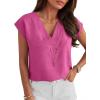 imageANRABESS Women Tops Cap Sleeve Dressy Casual V Neck Shirts 2026 Summer Business Work Blouses Outfits Trendy Spring ClothingHot Pink