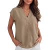 imageANRABESS Women Tops Cap Sleeve Dressy Casual V Neck Shirts 2026 Summer Business Work Blouses Outfits Trendy Spring ClothingKhaki