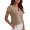 imageANRABESS Women Tops Cap Sleeve Dressy Casual V Neck Shirts 2026 Summer Business Work Blouses Outfits Trendy Spring ClothingKhaki