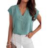 imageANRABESS Women Tops Cap Sleeve Dressy Casual V Neck Shirts 2026 Summer Business Work Blouses Outfits Trendy Spring ClothingLake Blue