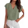 imageANRABESS Women Tops Cap Sleeve Dressy Casual V Neck Shirts 2026 Summer Business Work Blouses Outfits Trendy Spring ClothingLight Green