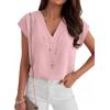 imageANRABESS Women Tops Cap Sleeve Dressy Casual V Neck Shirts 2026 Summer Business Work Blouses Outfits Trendy Spring ClothingLight Pink