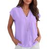 imageANRABESS Women Tops Cap Sleeve Dressy Casual V Neck Shirts 2026 Summer Business Work Blouses Outfits Trendy Spring ClothingLight Purple