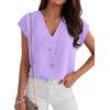 imageANRABESS Women Tops Cap Sleeve Dressy Casual V Neck Shirts 2026 Summer Business Work Blouses Outfits Trendy Spring ClothingLight Purple