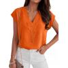 imageANRABESS Women Tops Cap Sleeve Dressy Casual V Neck Shirts 2026 Summer Business Work Blouses Outfits Trendy Spring ClothingOrange