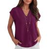 imageANRABESS Women Tops Cap Sleeve Dressy Casual V Neck Shirts 2026 Summer Business Work Blouses Outfits Trendy Spring ClothingPurple