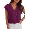imageANRABESS Women Tops Cap Sleeve Dressy Casual V Neck Shirts 2026 Summer Business Work Blouses Outfits Trendy Spring ClothingPurple