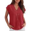 imageANRABESS Women Tops Cap Sleeve Dressy Casual V Neck Shirts 2026 Summer Business Work Blouses Outfits Trendy Spring ClothingRed