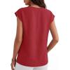 imageANRABESS Women Tops Cap Sleeve Dressy Casual V Neck Shirts 2026 Summer Business Work Blouses Outfits Trendy Spring ClothingRed