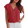 imageANRABESS Women Tops Cap Sleeve Dressy Casual V Neck Shirts 2026 Summer Business Work Blouses Outfits Trendy Spring ClothingRed