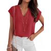 imageANRABESS Women Tops Cap Sleeve Dressy Casual V Neck Shirts 2026 Summer Business Work Blouses Outfits Trendy Spring ClothingRed