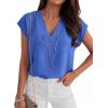 imageANRABESS Women Tops Cap Sleeve Dressy Casual V Neck Shirts 2026 Summer Business Work Blouses Outfits Trendy Spring ClothingRoyal Blue