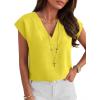 imageANRABESS Women Tops Cap Sleeve Dressy Casual V Neck Shirts 2026 Summer Business Work Blouses Outfits Trendy Spring ClothingYellow