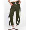 imageANRABESS Women Track Pants Casual Drawstring Waist Lightweight Baggy Contrast Color Workout Barrel Leg Pants with PocketsArmy Green