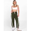 imageANRABESS Women Track Pants Casual Drawstring Waist Lightweight Baggy Contrast Color Workout Barrel Leg Pants with PocketsArmy Green