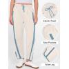 imageANRABESS Women Track Pants Casual Drawstring Waist Lightweight Baggy Contrast Color Workout Barrel Leg Pants with PocketsBeige