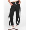 imageANRABESS Women Track Pants Casual Drawstring Waist Lightweight Baggy Contrast Color Workout Barrel Leg Pants with PocketsBlack