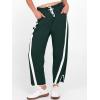 imageANRABESS Women Track Pants Casual Drawstring Waist Lightweight Baggy Contrast Color Workout Barrel Leg Pants with PocketsDeep Green
