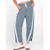 imageANRABESS Women Track Pants Casual Drawstring Waist Lightweight Baggy Contrast Color Workout Barrel Leg Pants with PocketsGrey Blue