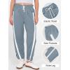 imageANRABESS Women Track Pants Casual Drawstring Waist Lightweight Baggy Contrast Color Workout Barrel Leg Pants with PocketsGrey Blue