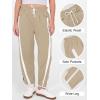 imageANRABESS Women Track Pants Casual Drawstring Waist Lightweight Baggy Contrast Color Workout Barrel Leg Pants with PocketsKhaki