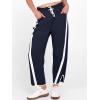 imageANRABESS Women Track Pants Casual Drawstring Waist Lightweight Baggy Contrast Color Workout Barrel Leg Pants with PocketsNavy