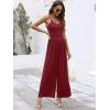 imageANRABESS Women V Neck Spaghetti Strap Wide Leg Dressy Jumpsuits 2026 Summer Casual One Piece Jumper Romper Outfits amp PocketsBurgundy