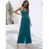imageANRABESS Women V Neck Spaghetti Strap Wide Leg Dressy Jumpsuits 2026 Summer Casual One Piece Jumper Romper Outfits amp PocketsLake Green