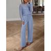 imageANRABESS Womens 2 Piece Outfits Crochet Sheer Knit Sweater Top Wide Leg Pants Lounge Set Sweatsuit 2026 Spring Travel ClothesBlue