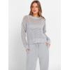 imageANRABESS Womens 2 Piece Outfits Crochet Sheer Knit Sweater Top Wide Leg Pants Lounge Set Sweatsuit 2026 Spring Travel ClothesLight Grey