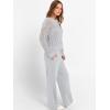 imageANRABESS Womens 2 Piece Outfits Crochet Sheer Knit Sweater Top Wide Leg Pants Lounge Set Sweatsuit 2026 Spring Travel ClothesLight Grey