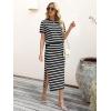 imageANRABESS Womens 2 Piece Outfits Striped Sweater Skirt Sets 2026 Summer Casual Short Sleeve Pullover Tops Travel Midi DressBlack White